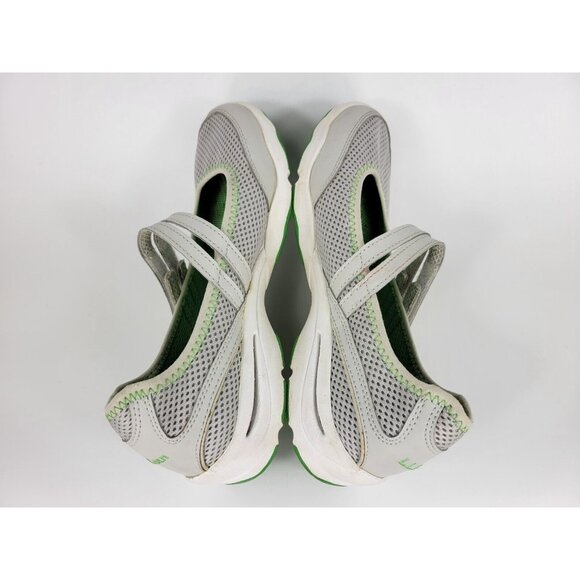 LL Bean Two Strap Mary Jane Shoes Sneakers Womens Size 8 Gray White Green 260976 - Picture 8 of 9